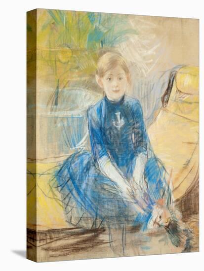 Little Girl with a Blue Jersey, 1886 (Pastel on Canvas)-Berthe Morisot-Premier Image Canvas