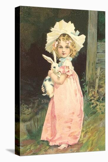 Little Girl with Rabbit-null-Stretched Canvas