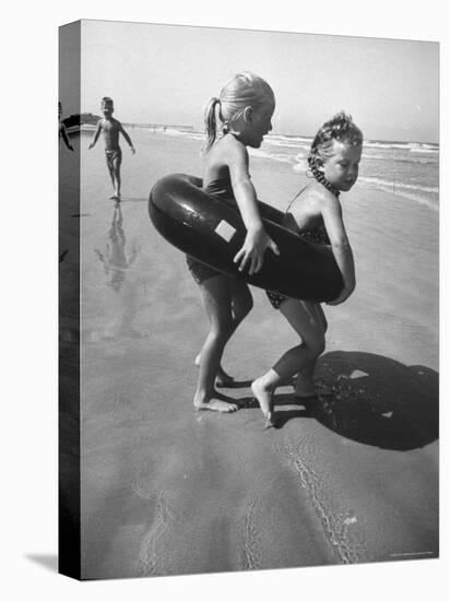 Little Girls Playing Together on a Beach-Lisa Larsen-Premier Image Canvas