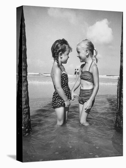Little Girls Playing Together on a Beach-Lisa Larsen-Premier Image Canvas