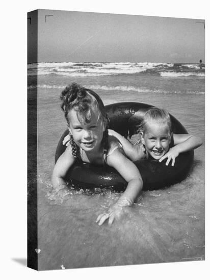 Little Girls Playing Together on a Beach-Lisa Larsen-Premier Image Canvas