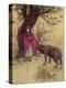 Little Red Riding Hood Meets the Wolf in the Woods-Warwick Goble-Premier Image Canvas