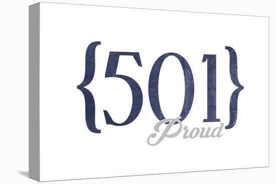 Little Rock, Arkansas - 501 Area Code (Blue)-Lantern Press-Stretched Canvas