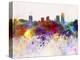 Little Rock Skyline in Watercolor Background-paulrommer-Stretched Canvas