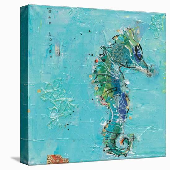 Little Seahorse Blue-Kellie Day-Stretched Canvas