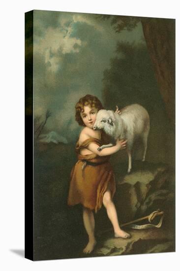 Little Shepherd with Lamb-null-Stretched Canvas