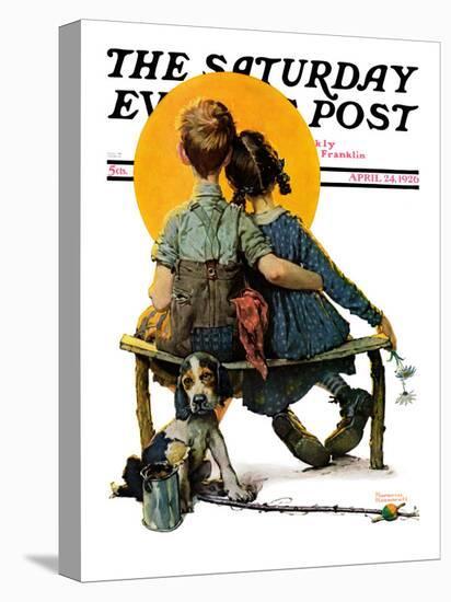 "Little Spooners" or "Sunset" Saturday Evening Post Cover, April 24,1926-Norman Rockwell-Premier Image Canvas