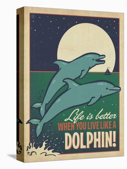 Live Like a Dolphin-Anderson Design Group-Stretched Canvas