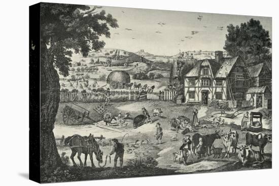 'Lively Activity on an Eighteenth-Century Farm', (1938)-Anon-Premier Image Canvas