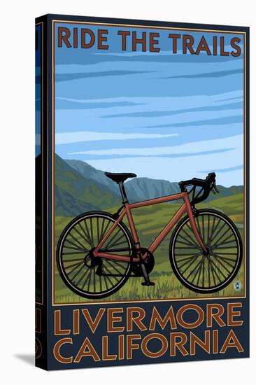 Livermore, California - Mountain Bike Scene-Lantern Press-Stretched Canvas