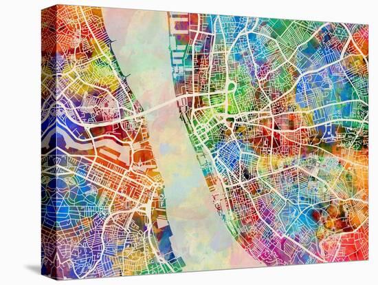 Liverpool England City Street Map-Michael Tompsett-Stretched Canvas