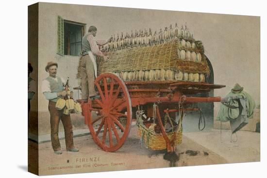 Loading Bottles of Wine onto a Cart, Florence. Postcard Sent in 1913-Italian Photographer-Premier Image Canvas