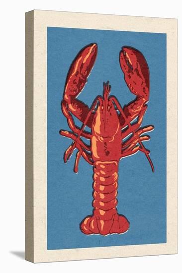 Lobster - Woodblock-Lantern Press-Stretched Canvas