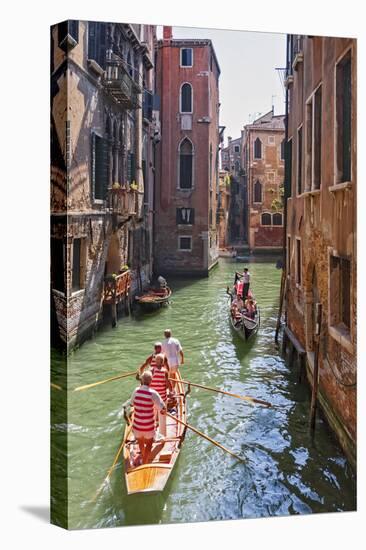 Local Gondaliers Row their Traditional Boat in One of Cannaregios Canals, Cannaregio, Venice-Cahir Davitt-Premier Image Canvas