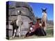 Local Indian Women with Domestic Llamas, Sacsayhumman, Cusco, Peru, South America-Pete Oxford-Premier Image Canvas