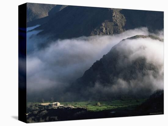 Local School Below Mist Rising in Valley of the High Atlas Mountains, Morocco, North Africa, Africa-David Poole-Premier Image Canvas