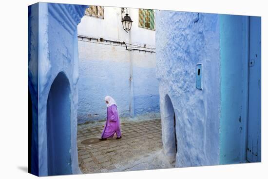 Local Women Walking Through the Blue Streets of the Medina, Chefchaouen, Morocco, Africa-Jordan Banks-Premier Image Canvas