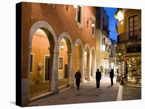 Locals in Street at Night, Taormina, Sicily, Italy, Europe-Martin Child-Premier Image Canvas