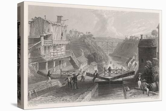 Lockport on the Erie Canal-William Tombleson-Stretched Canvas