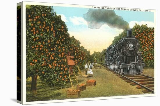 Locomotive Going through Orange Graves-null-Stretched Canvas
