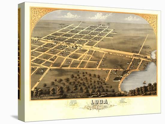 Loda, Illinois - Panoramic Map-Lantern Press-Stretched Canvas