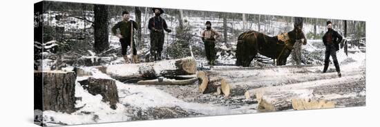 Loggers Using a "Go-Devil" Sledge in Minnesota, 1890s-null-Premier Image Canvas