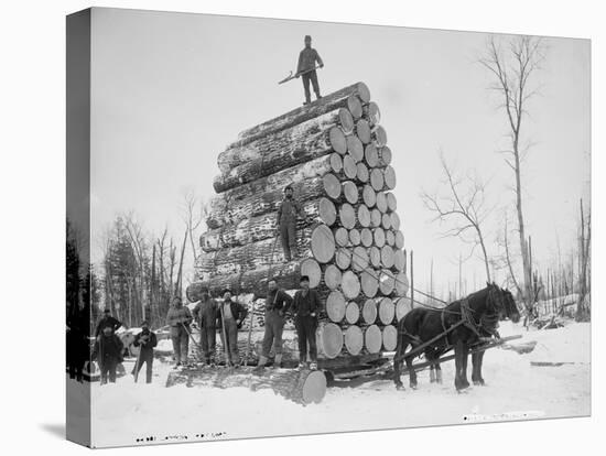 Logging a Big Load, Michigan, C.1880-99-null-Premier Image Canvas