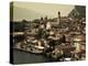 Lombardy, Lake District, Lake Garda, Limone Sul Garda, Town View with San Benedetto Church, Italy-Walter Bibikow-Premier Image Canvas