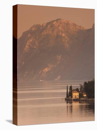 Lombardy, Lakes Region, Lake Como-Lake Lecco, Oliveto, Villa and Mountains, Italy-Walter Bibikow-Premier Image Canvas