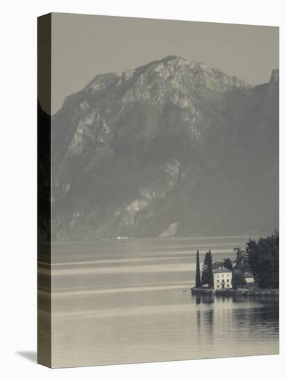 Lombardy, Lakes Region, Lake Como-Lake Lecco, Oliveto, Villa and Mountains, Italy-Walter Bibikow-Premier Image Canvas