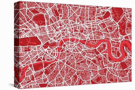 London England Street Map-Michael Tompsett-Stretched Canvas