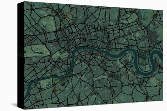 London England Street Map-Michael Tompsett-Stretched Canvas