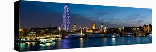 London Eye and Central London Skyline at Dusk, South Bank, Thames River, London, England-null-Premier Image Canvas