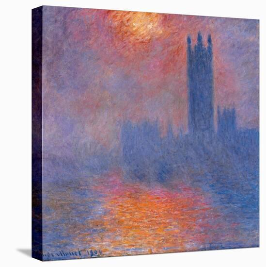 London Houses of Parliament. The Sun Shining Through the Fog-Claude Monet-Stretched Canvas