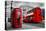 London, the Uk. Red Phone Booth and Red Bus in Motion. English Icons-Michal Bednarek-Premier Image Canvas