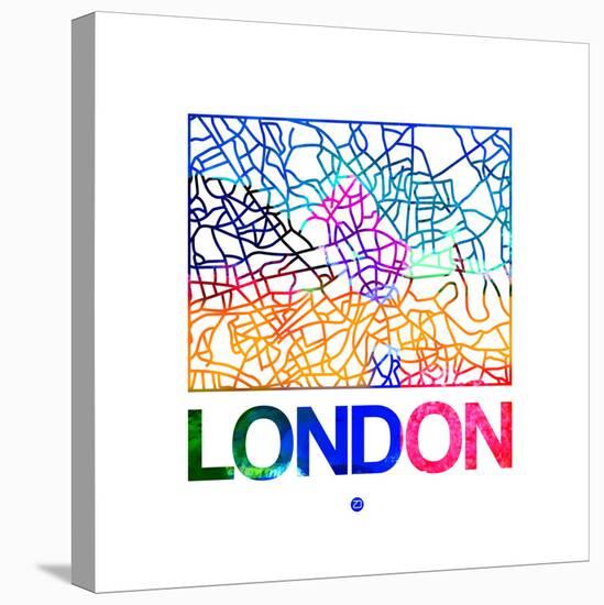 London Watercolor Street Map-NaxArt-Stretched Canvas