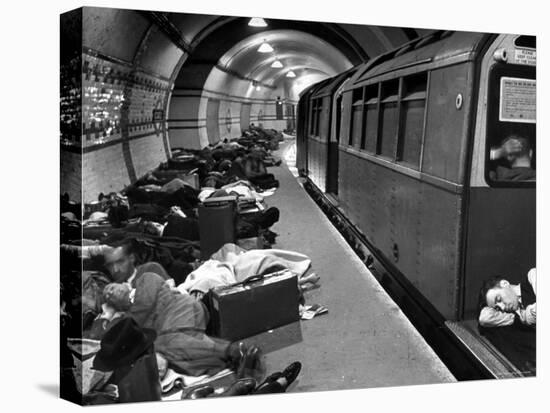 Londoners Sleeping Underground in Subway For Protection During German Bombing Raids-Hans Wild-Premier Image Canvas