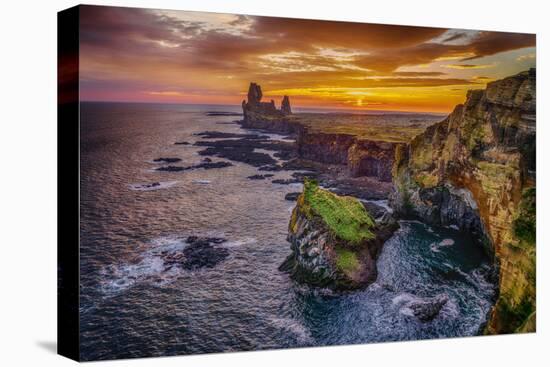 Londrangar Sea Stacks and the Thufubjarg Cliffs. Iceland-Ragnar Th Sigurdsson-Premier Image Canvas