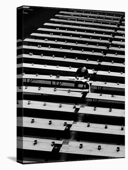 Lone Inmate at San Quentin Prison Writing Letter in Mess Hall-Charles E^ Steinheimer-Premier Image Canvas