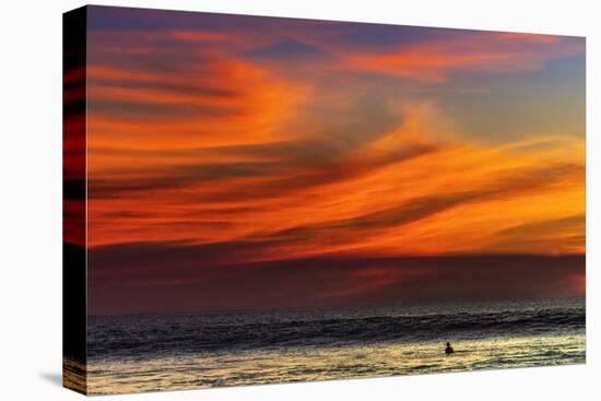 Lone Surfer and Sunset Clouds Off Playa Hermosa Surf Beach, Santa Teresa, Costa Rica-Rob Francis-Premier Image Canvas