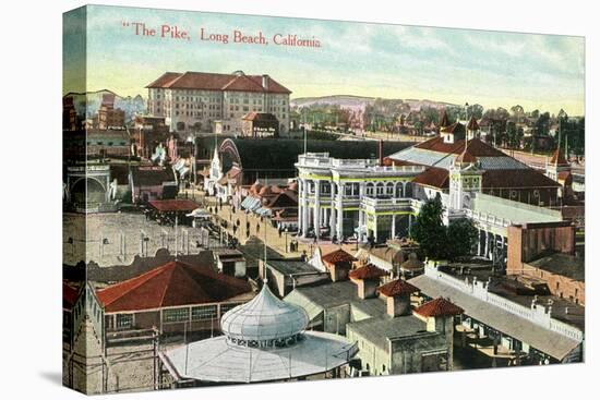 Long Beach, California - Aerial Panoramic View of the Pike-Lantern Press-Stretched Canvas