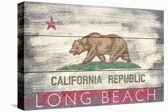 Long Beach, California - Barnwood State Flag-Lantern Press-Stretched Canvas