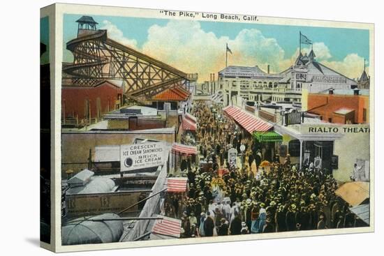 Long Beach, California - Crowds Along the Pike-Lantern Press-Stretched Canvas