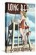 Long Beach, California - Lifeguard Pinup-Lantern Press-Stretched Canvas