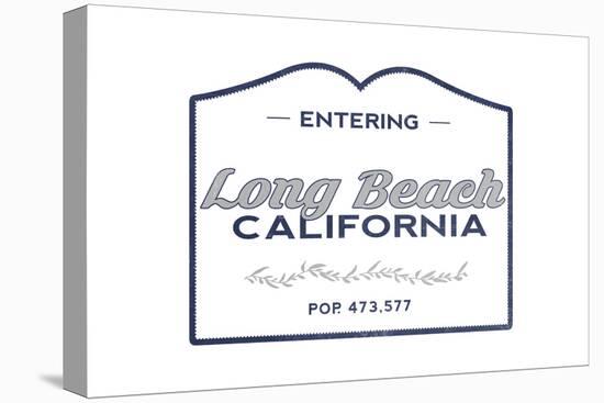 Long Beach, California - Now Entering (Blue)-Lantern Press-Stretched Canvas