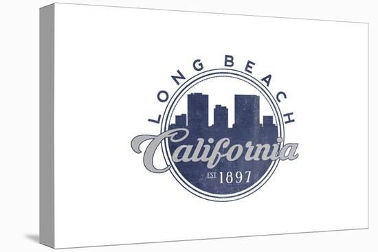 Long Beach, California - Skyline Seal (Blue)-Lantern Press-Stretched Canvas