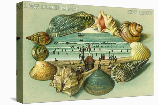 Long Beach Island, New Jersey - a Scenic View Bordered with Sea Shells-Lantern Press-Stretched Canvas