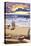 Long Beach Island, New Jersey - Beach Walk and Surfers-Lantern Press-Stretched Canvas