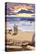 Long Beach Island, New Jersey - Beach Walk and Surfers-Lantern Press-Stretched Canvas