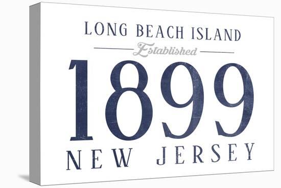 Long Beach Island, New Jersey - Established Date (Blue)-Lantern Press-Stretched Canvas